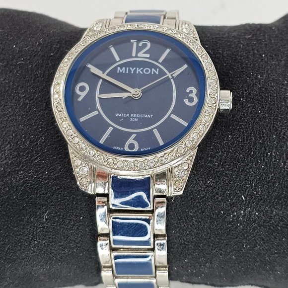 Miykon Ladies Watch Blue Silver Rhinestones J4493 - Picture 3 of 9